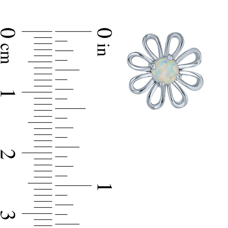 Main Image 3 of Lab-Created Opal Daisy Stud Earrings in Sterling Silver