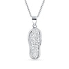 Thumbnail Image 2 of Blue Lab-Created Opal Inlay Flip Flop Pendant in Sterling Silver