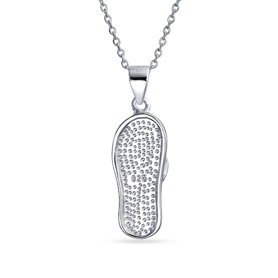 Blue Lab-Created Opal Inlay Flip Flop Pendant in Sterling Silver