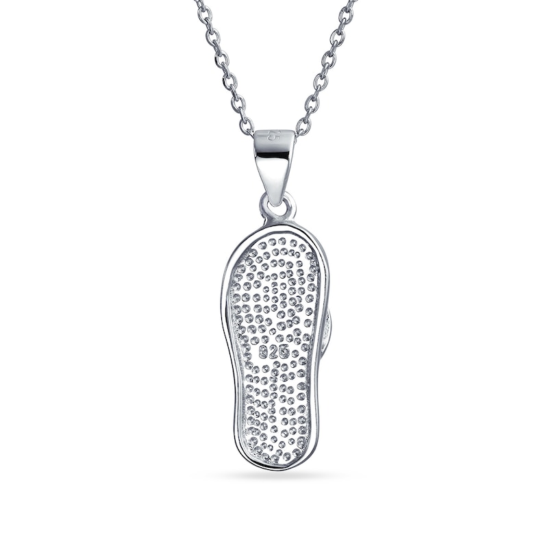 Main Image 2 of Blue Lab-Created Opal Inlay Flip Flop Pendant in Sterling Silver
