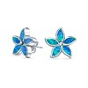 Thumbnail Image 1 of Blue Lab-Created Opal Inlay Pointed Petal Flower Stud Earrings in Sterling Silver
