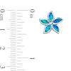 Thumbnail Image 3 of Blue Lab-Created Opal Inlay Pointed Petal Flower Stud Earrings in Sterling Silver