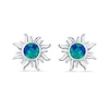 Thumbnail Image 2 of Blue Lab-Created Opal Inlay Sunburst Stud Earrings in Sterling Silver
