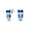 Thumbnail Image 1 of Blue Lab-Created Opal Inlay Owl Stud Earrings in Sterling Silver