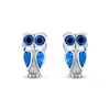 Thumbnail Image 2 of Blue Lab-Created Opal Inlay Owl Stud Earrings in Sterling Silver