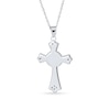 Thumbnail Image 1 of Lab-Created Opal Inlay and Cubic Zirconia Art Deco Cross Pendant in Sterling Silver