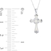 Thumbnail Image 2 of Lab-Created Opal Inlay and Cubic Zirconia Art Deco Cross Pendant in Sterling Silver