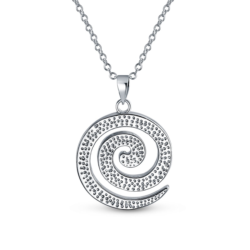 Main Image 2 of Blue Lab-Created Opal Inlay Spiral Pendant in Sterling Silver