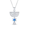 Thumbnail Image 1 of Blue Lab-Created Opal Inlay Star of David and Menorah Pendant in Sterling Silver