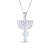 Thumbnail Image 2 of Blue Lab-Created Opal Inlay Star of David and Menorah Pendant in Sterling Silver