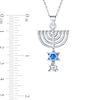 Thumbnail Image 3 of Blue Lab-Created Opal Inlay Star of David and Menorah Pendant in Sterling Silver
