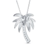 Thumbnail Image 2 of Blue Lab-Created Opal Inlay and Cubic Zirconia Palm Tree Pendant in Sterling Silver
