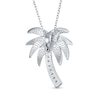 Thumbnail Image 1 of Blue Lab-Created Opal Inlay and Cubic Zirconia Palm Tree Pendant in Sterling Silver