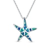 Thumbnail Image 1 of Blue Lab-Created Opal Inlay Starfish Pendant in Sterling Silver