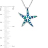 Thumbnail Image 3 of Blue Lab-Created Opal Inlay Starfish Pendant in Sterling Silver