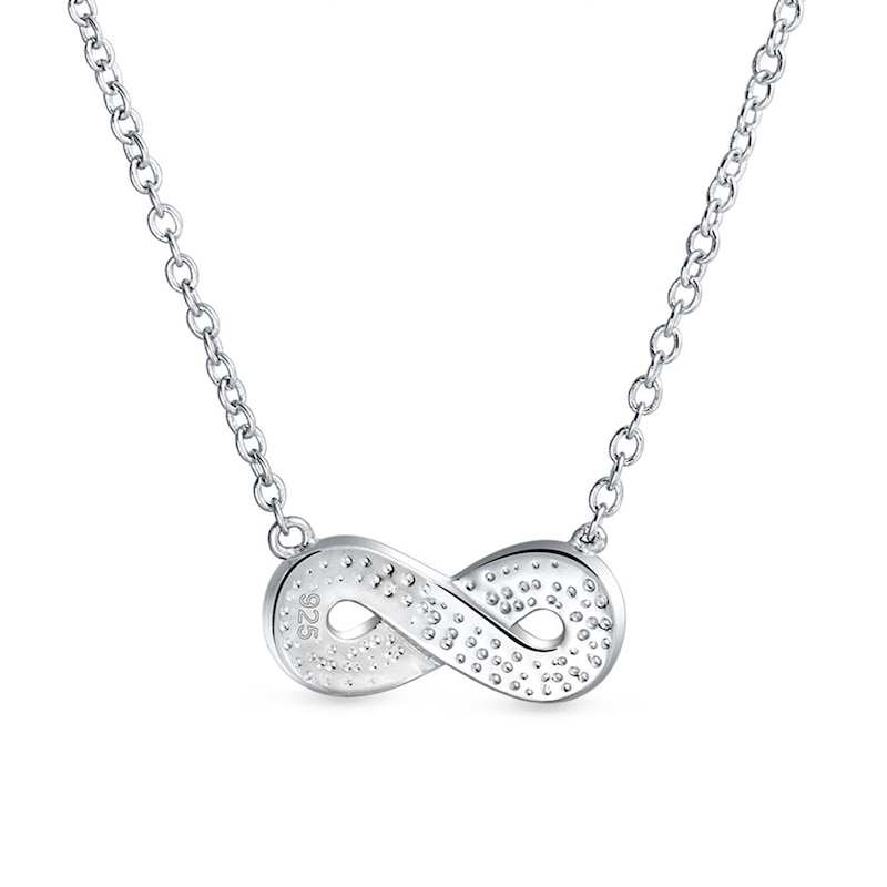 Main Image 2 of Blue Lab-Created Opal Inlay Infinity Symbol Pendant in Sterling Silver