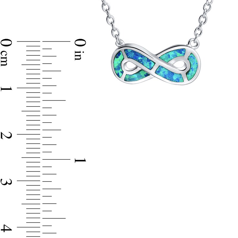 Main Image 3 of Blue Lab-Created Opal Inlay Infinity Symbol Pendant in Sterling Silver