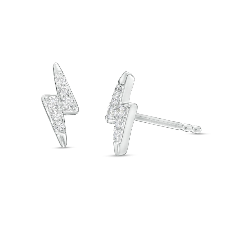 Main Image 1 of 1/10 CT. T.W. Diamond Lightning Bolt Stud Earrings in 10K White Gold