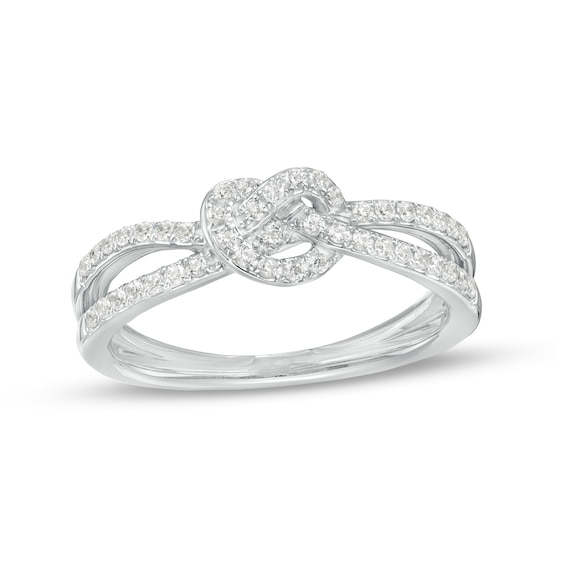 1/3 CT. T.w. Diamond Split Shank Pretzel Knot Ring in Sterling Silver