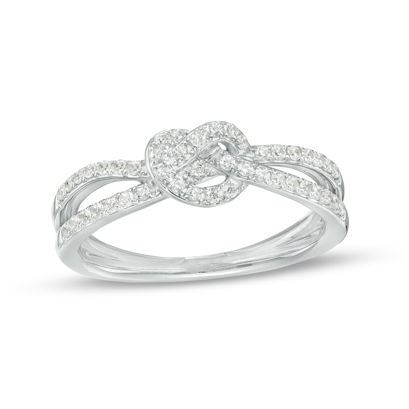 Main Image 1 of 1/3 CT. T.W. Diamond Split Shank Pretzel Knot Ring in Sterling Silver