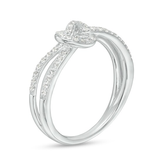 1/3 CT. T.w. Diamond Split Shank Pretzel Knot Ring in Sterling Silver