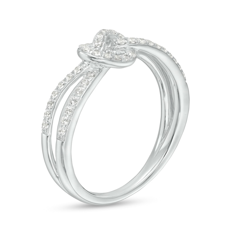 Main Image 3 of 1/3 CT. T.W. Diamond Split Shank Pretzel Knot Ring in Sterling Silver