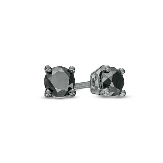 1/2 CT. T.w. Black Diamond Solitaire Stud Earrings in 10K White Gold