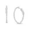 Thumbnail Image 1 of 1 CT. T.W. Baguette and Round Diamond Inside-Out Hoop Earrings in 10K White Gold