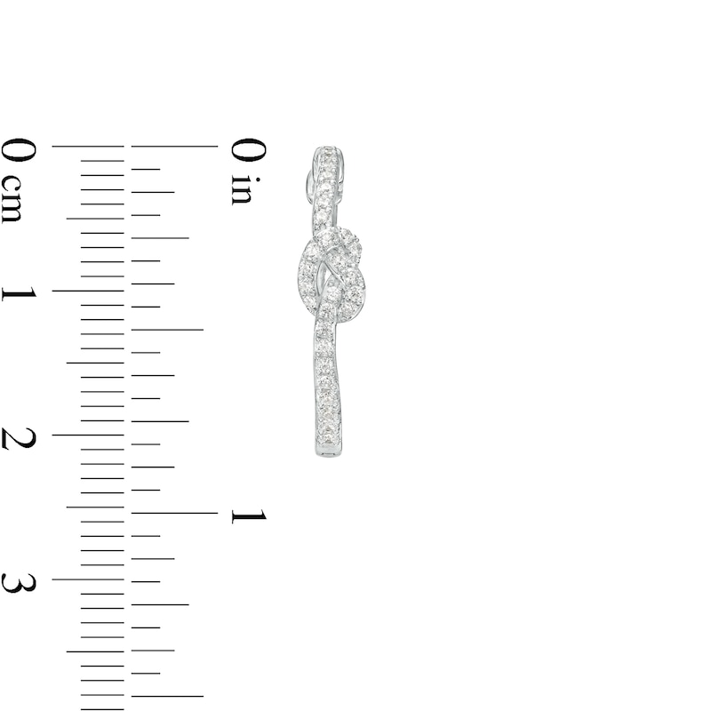 Main Image 3 of 1/3 CT. T.W. Diamond Pretzel Knot Hoop Earrings in Sterling Silver