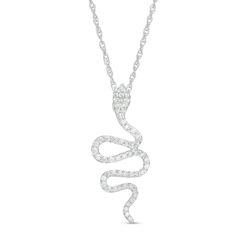 Main Image 1 of 1/4 CT. T.W. Diamond Snake Pendant in 10K White Gold