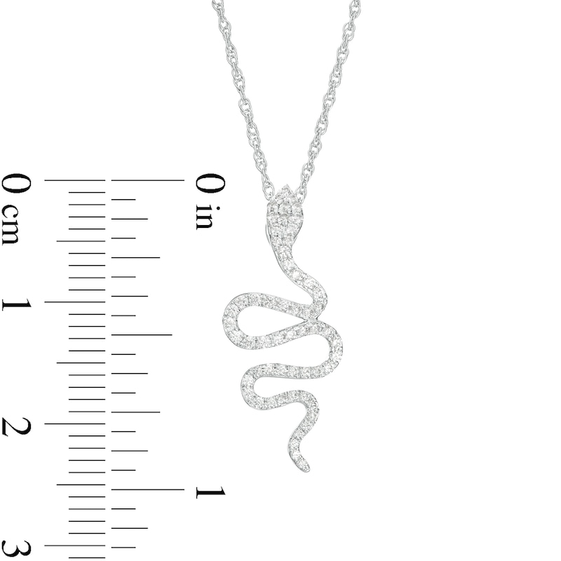 Main Image 3 of 1/4 CT. T.W. Diamond Snake Pendant in 10K White Gold