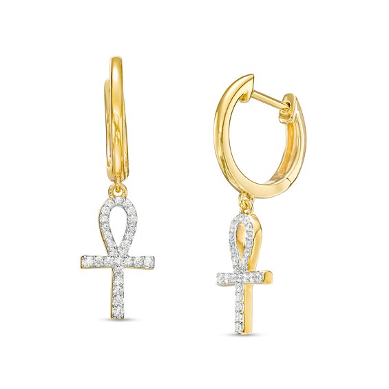 1/5 CT. T.w. Diamond Ankh Drop Earrings in 10K Gold