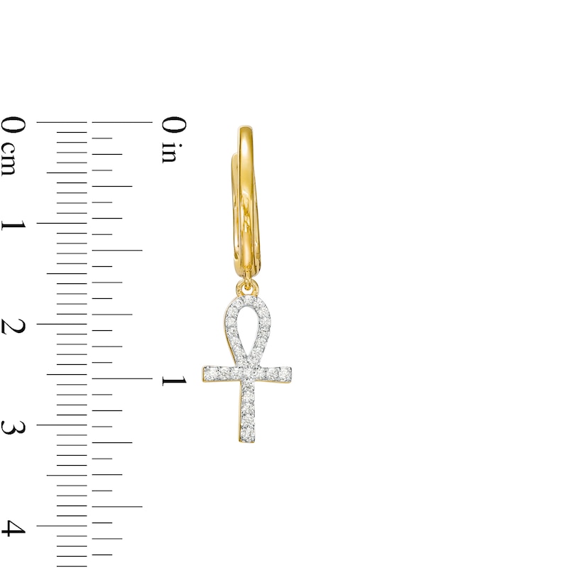 Main Image 3 of 1/5 CT. T.W. Diamond Ankh Drop Earrings in 10K Gold