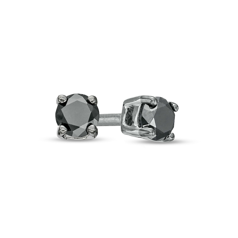 Main Image 1 of 1/4 CT. T.W. Black Diamond Solitaire Stud Earrings in 10K White Gold