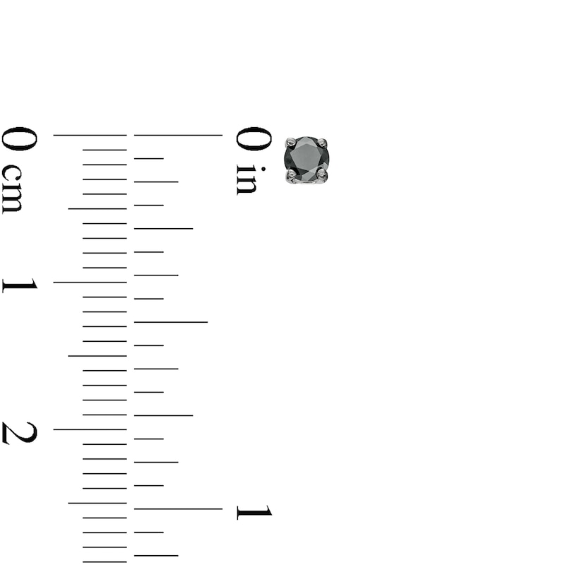 Main Image 3 of 1/4 CT. T.W. Black Diamond Solitaire Stud Earrings in 10K White Gold