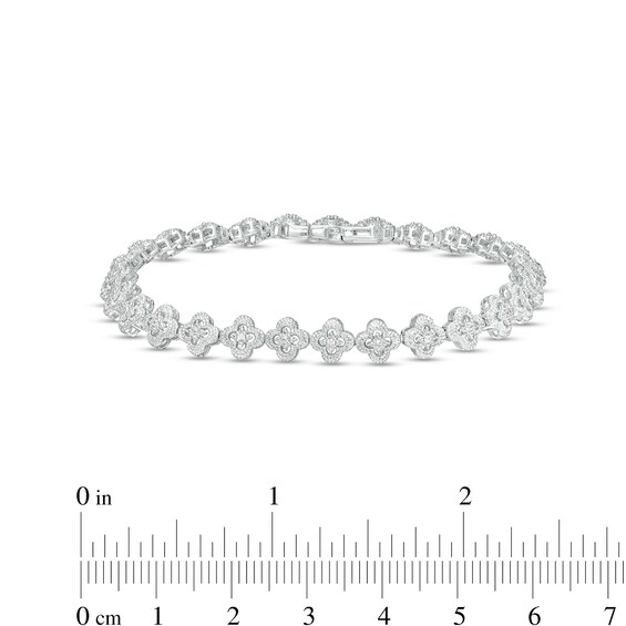 1/10 CT. T.w. Diamond Clover Link Bracelet in Sterling Silver