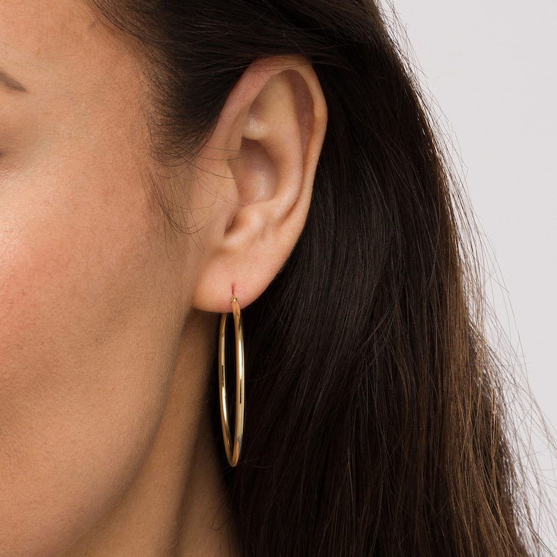 40.0mm Tube Hoop Earrings in 14K Gold