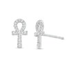 Thumbnail Image 1 of 1/6 CT. T.W. Diamond Ankh Stud Earrings in 10K White Gold