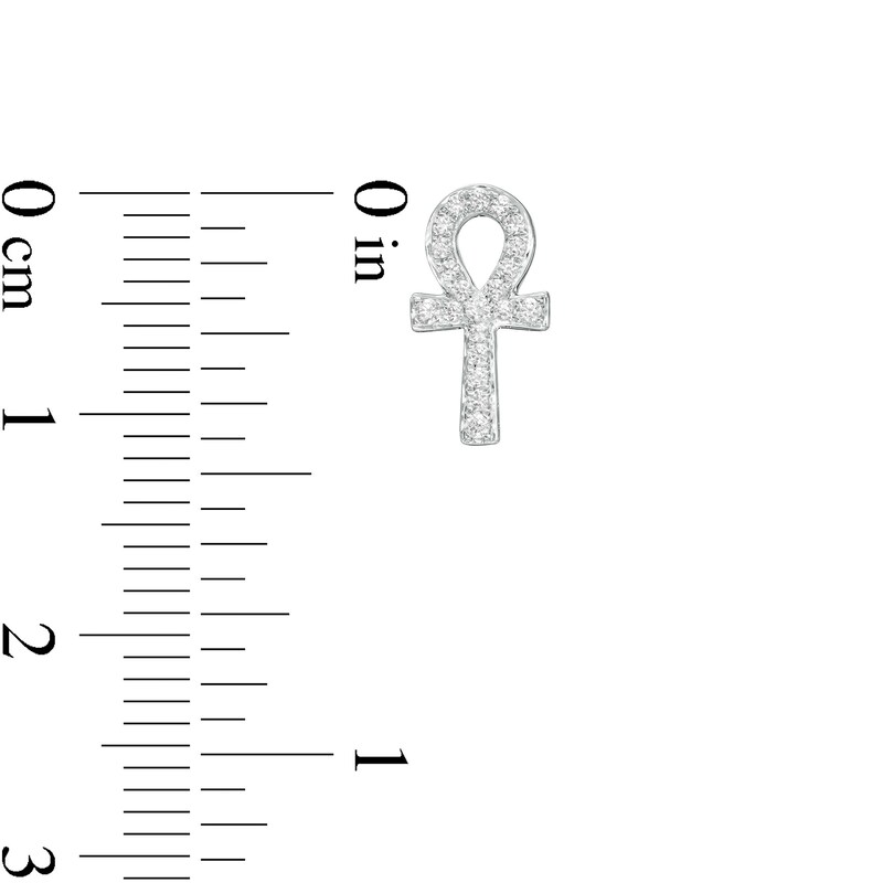 Main Image 3 of 1/6 CT. T.W. Diamond Ankh Stud Earrings in 10K White Gold