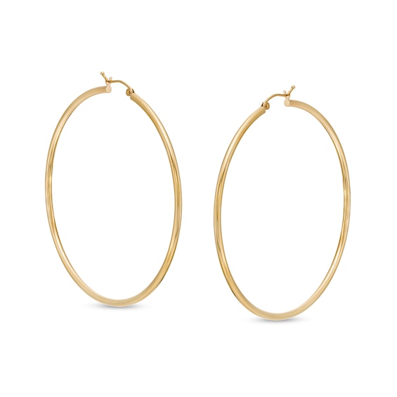 60.0mm Tube Hoop Earrings in 14K Gold