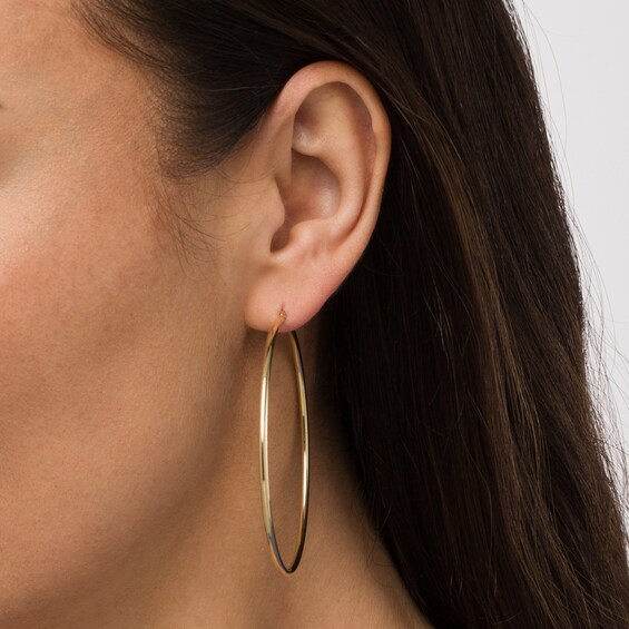 60.0mm Tube Hoop Earrings in 14K Gold