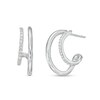 Thumbnail Image 1 of 1/6 CT. T.W. Diamond Double Row Curved Huggie Hoop Earrings in Sterling Silver