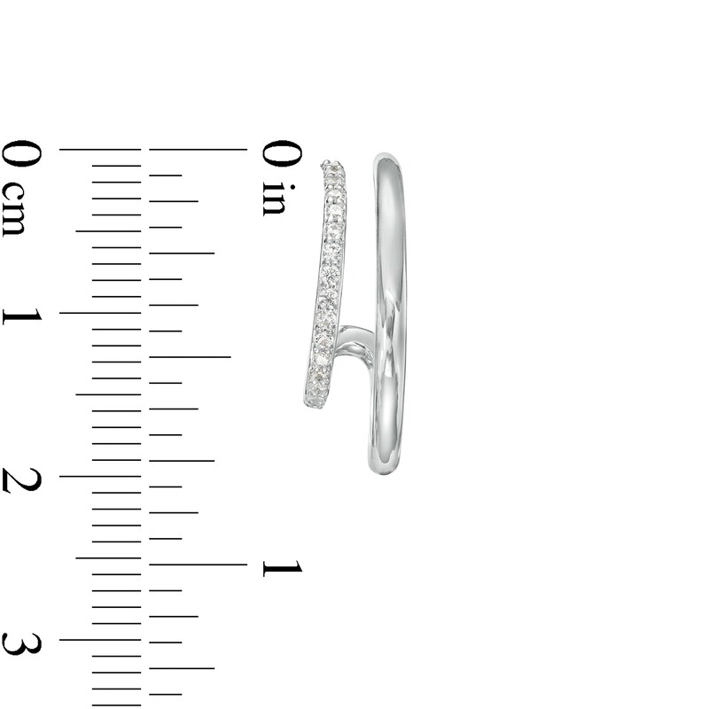 Main Image 3 of 1/6 CT. T.W. Diamond Double Row Curved Huggie Hoop Earrings in Sterling Silver
