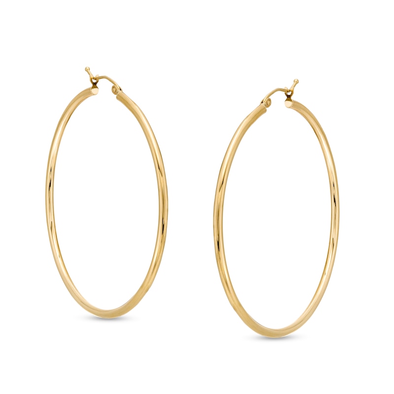 50.0mm Tube Hoop Earrings in 14K Gold