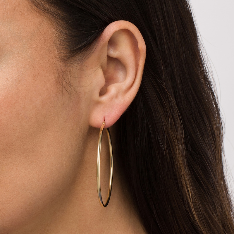 50.0mm Tube Hoop Earrings in 14K Gold