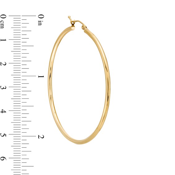 50.0mm Tube Hoop Earrings in 14K Gold