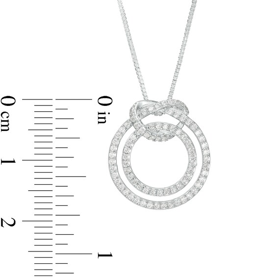 1/3 CT. T.w. Diamond Pretzel Knot Double Circle Outline Pendant in Sterling Silver