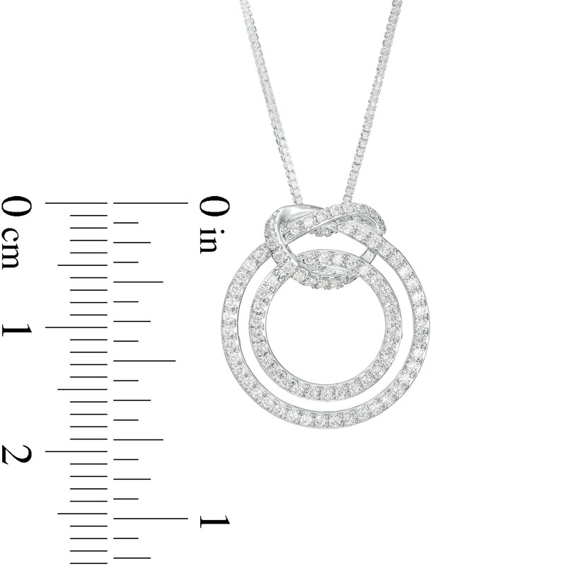 Main Image 3 of 1/3 CT. T.W. Diamond Pretzel Knot Double Circle Outline Pendant in Sterling Silver