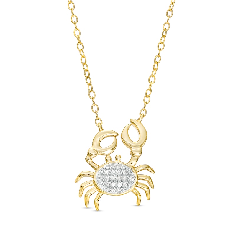Main Image 1 of 1/20 CT. T.W. Multi-Diamond Crab Necklace in 10K Gold
