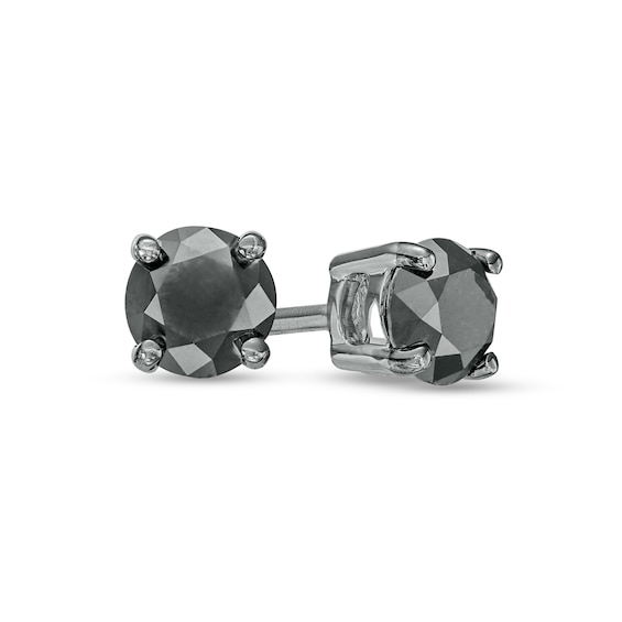 1 CT. T.w. Black Diamond Solitaire Stud Earrings in 10K White Gold